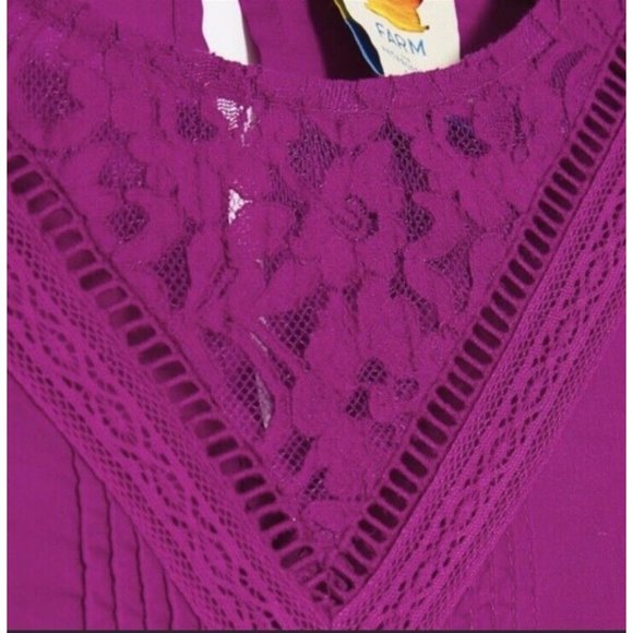 FARM RIO ANTHROPOLOGIE KELSIE PURPLE BLOUSE Top XSP RETAIL $118 New XS Petite - Picture 4 of 4